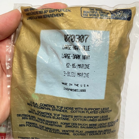 Silkies Nylons size Large Navy Blue & Taupe - Lot of 3 - Vintage - Made in USA - Picture 6 of 9